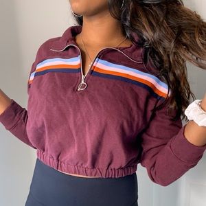 maroon/burgundy quarter zip sweatshirt